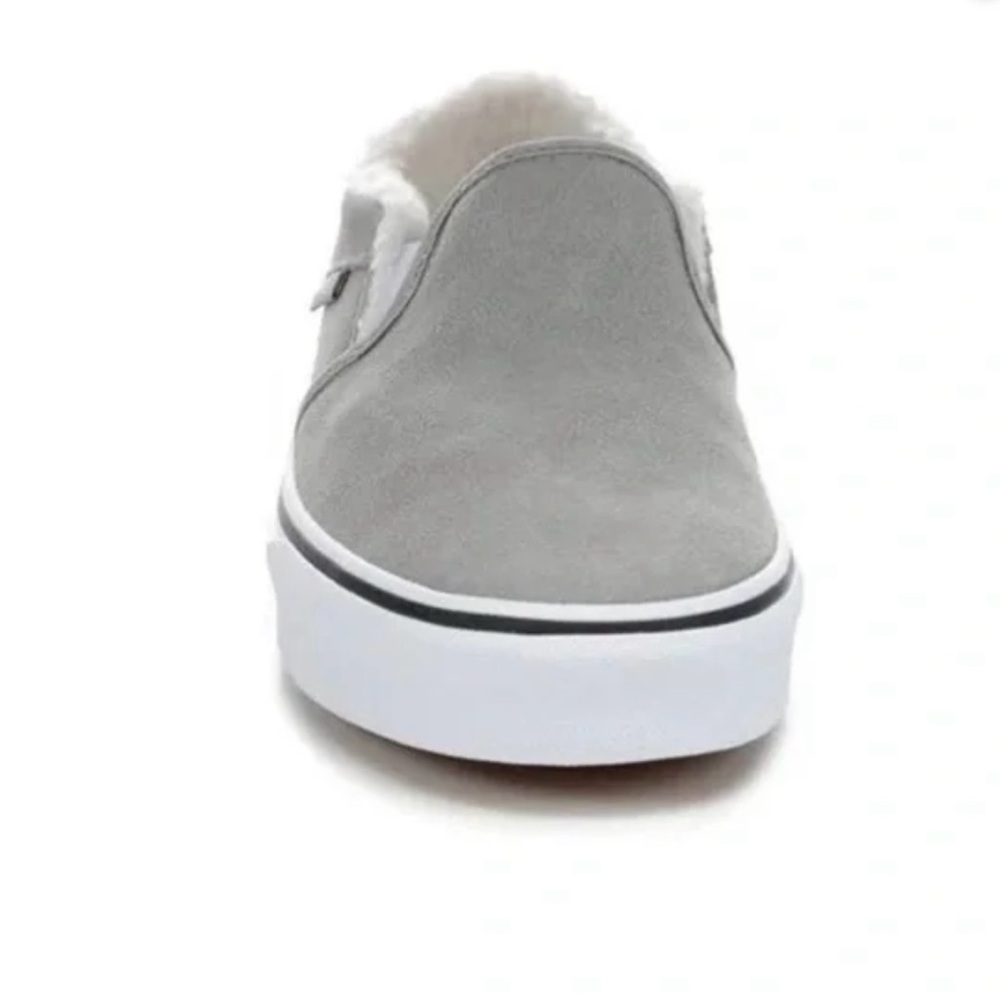 Classic Vans fur lined slip on slippers loafers Women grey white size 7 New!✨
